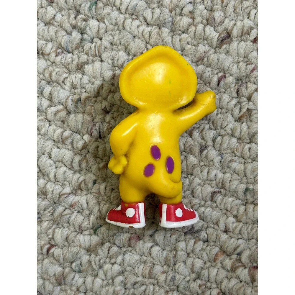 Vintage Barney & Friends BJ‎ Yellow Dinosaur PVC Figure Red Sneakers Waving 90s